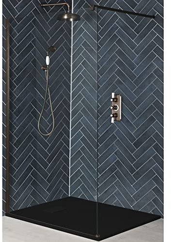 Milano Rosso Matte Bronze Wet Room Shower Enclosure Graphite Tray - 1200mm x 800mm