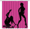 QWRSMYX Sexy Woman Duschvorhang, Magenta, nacktes Mädchen, Silhouette, modern, sexy Dame, Badezimmerhaken, 178 x 178 cm (B x H)