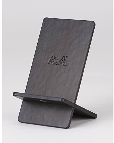 Rhodia 194409C - Handyständer Rhodiarama, elegant aus italienischem Kunstleder, 13x8x8,5 cm, Schwarz, 1 Stück