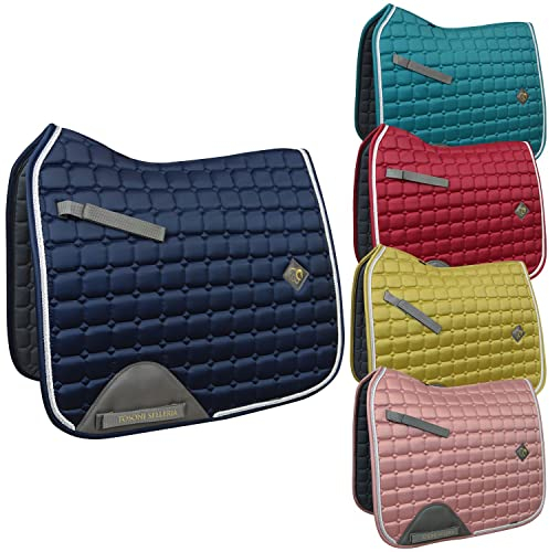 Tosoni Selleria, Dressur Schabracke Luxury, Weiche und Widerstandsfähige Schabracke, Unverzichtbar, um das Pferd vor Traumata und Übermäßigen Stößen zu Schützen, Nüchtern und Elegant (Full, Türkis)