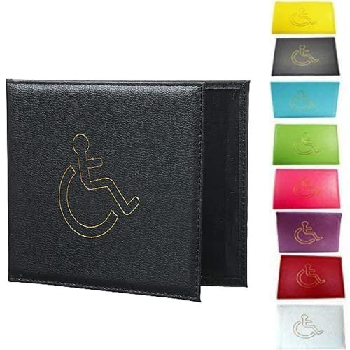Glamified, glam Soft Leather Disabled Badge Holder Wallet Disability Parking Badge Cover Holder by Disabled Blue Badge Display Holder (Black)