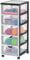 Iris Ohyama Kunststoff-Schubladenbox mit Rollen, 5 tiefen Schubladen, Schwarz, Griffe zum Ziehen, Für Schlafzimmer, Bad, Schule & Büro, BPA-frei, Schubladenschrank, Rollcontainer, A4 Drawer, DDDC-005