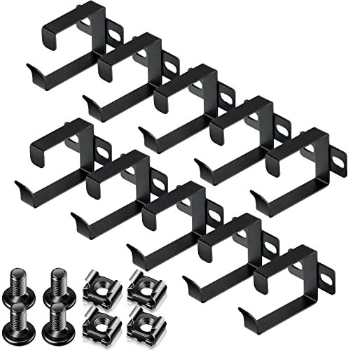 Dunzy 10-Piece Server Rack Cable Management D Ring Hooks Black Cable Organizers 2.4 Inch