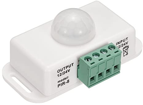 sourcing map LED Motion Sensor Switch DC 12-24V 6A PIR Infrared Body Detect Timer Controller for Automatic Lighting Bulbs LED Strips, White