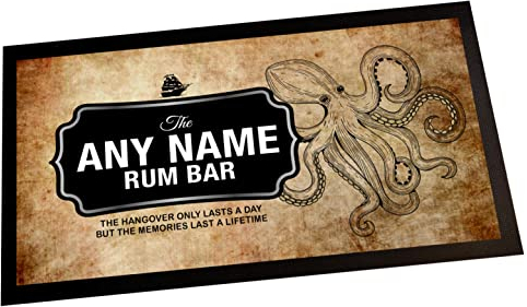 Tapis de bar personnalisé – Bar à rhum épicé foncé, cadeau pour la maison, accessoires de bar, fête d'anniversaire