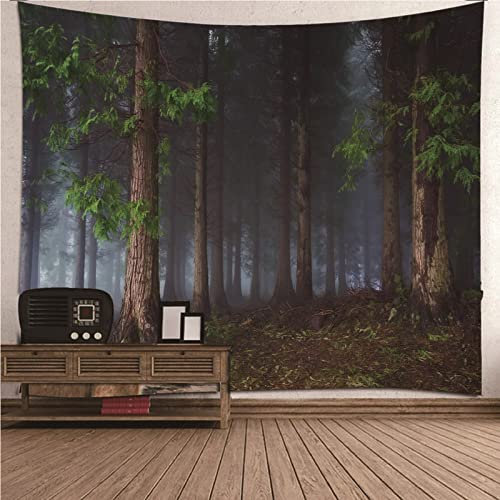 ANAZOZ Wandteppich Natur Wald, Wandbehang Baum Nebel Motiv 240x220 Tapisserie Wandbehang Deko für Schlafzimmer Wohnzimmer