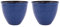 Jinfa Blumenkübel aus Kunststoff in glasierter Keramikoptik | Farbe: Jun Glasur blau | Design: Santorini | Ø 39.5 cm x H 33.5 cm | 2 Stücke