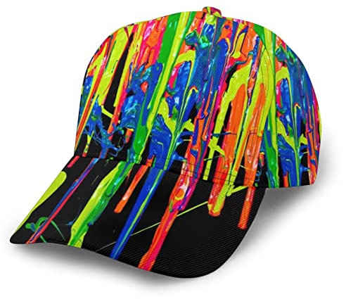 Trippy Bunte Farbspritzer Männer Frauen Camp Baseballmütze Trippy Psychedelic Art Wave verstellbare waschbare Mütze Unisex Trucker Cap Dad Hat für Outdoor-Sport