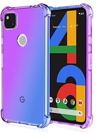 Topme Hülle für Google Pixel 4a (4G) (5.81 Inches), Handyhülle aus Weichem TPU Silikon, Transparent, mit Farbverlauf - Blau Lila
