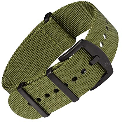 BOMBFROG NATO Strap Uhrenarmband 18mm Nylon oliv, Dornenschließe schwarz, Uhrenarmband Nato (18 mm, Oliv - Dornenschließe schwarz)