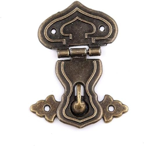 Antike Bronze Schrankriegel Hasp Pad Schloss Verschluss für Schmuck Holzkiste Koffer Truhe Retro Vintage Dekorative Mini Riegel für Werkzeugkasten Geschenkbox Koffer mit Schrauben (Herzform)