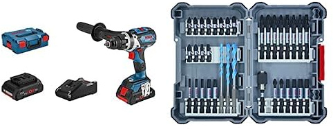 Bosch Professional 18V System Akku Bohrschrauber GSR 18V-110 C (inkl. 2x4.0 Ah ProCore Akku, Ladegerät, in L-BOXX) + 35tlg. MultiConstruction Bohrer- und Impact Control Schrauberbit-Set, Zubehör