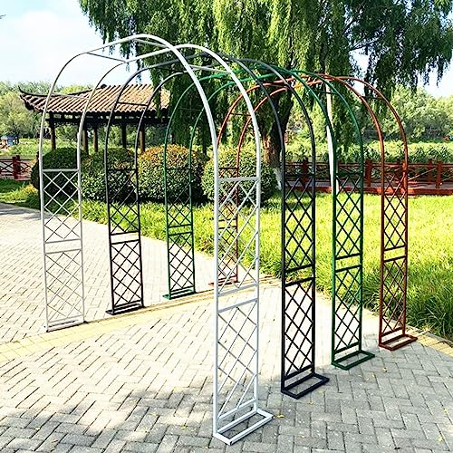 ARtsim Rosenbogen Schwarz/Weiss Gartenbogen Rankhilfe Torbogen Metall Stabil Rosenspalier groß Bogen für Kletterpflanzen 140 180 240 260 280 370cm (Color : Weiß, Size : 280cm x 250cm)