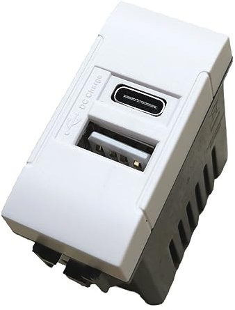 Presa USB Tipo A + C bianco frutti elettrici compatibili con supporti bticino living light