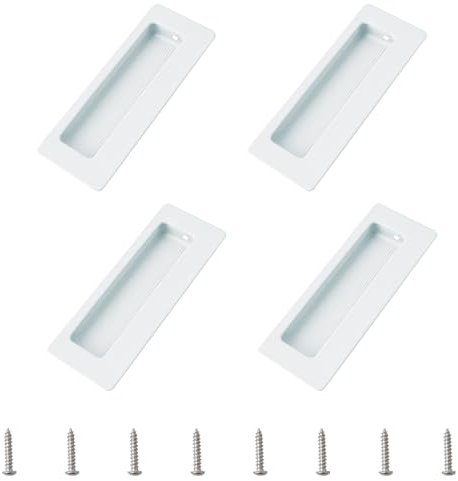 MOROBOR 4 maniglie rettangolari da incasso a scomparsa, design incorporato, maniglie per porte scorrevoli con viti, in acciaio inossidabile, per armadi e cassetti (bianco)
