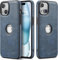 Sibada Leder Hülle für iPhone 15 Handyhüllen Logo Sichtbar Premium Leder Klassisch Luxus Elegant Dünn iPhone 15 Cover (2023) 6.1 - Marine Blau
