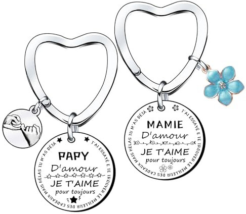 XQXQXZ 2 Pièces Porte-clés Cadeau annonce grossesse papy et mamie Porte-clés Cadeaux Noël cadeau futur grand parent papy annonce grossesse originale grand parent mamie papi naissance surprise (3