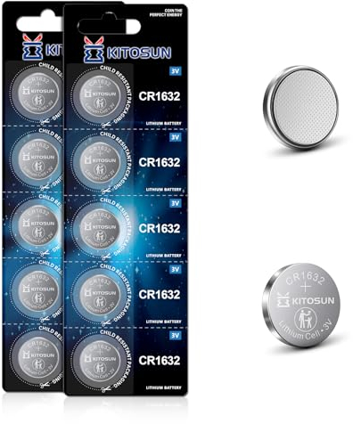 Kitosun CR1632 3V Lithium Knopfzellen Batterien – CR 1632 Lithium Zelle Knopf Batterie Akku für Toyota Prius Auto Schlüsselanhänger Fernbedienung Reifendruck Herzfrequenzmesser Sensor (10 Stück)
