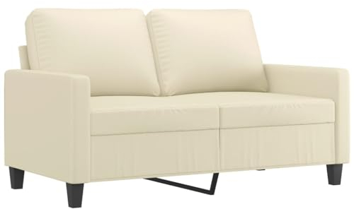 vidaXL Sofa 2-Sitzer, Loungesofa Couch mit Armlehnen Rückenkissen, Wohnzimmersofa Designsofa Metallgestell, Sitzmöbel Zweisitzer, Modern, Creme Kunstleder