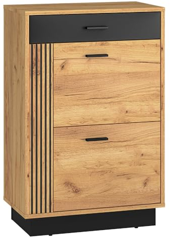 Lomadox Flur Diele Garderobe Schuhschrank Bank Schrank Schuhschrank in Gold Craft Eiche