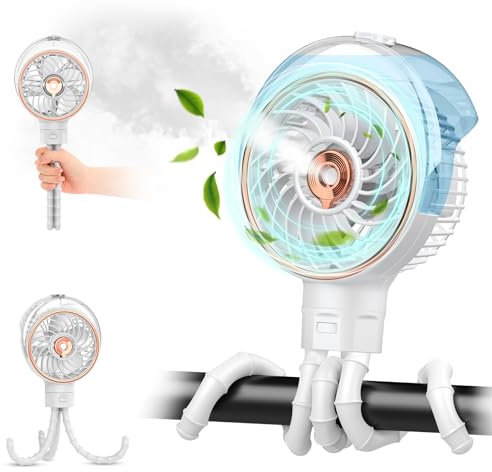 Ventilateur brumisateur portable pour poussette, ventilateur d'extérieur à clipser pour trépied amovible, ventilateurs à main, ventilateurs de bureau, ventilateurs de refroidissement pour berceau,