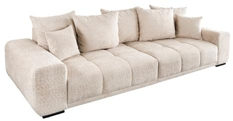 Riess Ambiente Modernes XXL Sofa ELEGANCIA 285cm Champagner beige Bouclé Bigsofa Couch inkl. Kissen Polstersofa Polstercouch Wohnzimmer