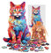 Holzpuzzle Erwachsene, 180stk Katze Wooden Puzzle Quordlepuzzles für Kinder Tiere Puzzle Holz Unregelmäßige Einzigartige Rätsel Anzug Puzzle Familienspiel Geburtstagsgeschenk 25.5*38.3cm/10.2*15.3in