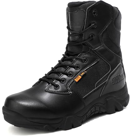 BLBK Herren Military Stiefel Leichtgewicht Waterproof Wüste Armee Combat Tactical Einsatzstiefel mit Reissverschluss Army Stiefel Wandern Bergsteigen Offroad Angeln JagenSchwarz 46