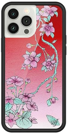 Wildflower Schutzhüllen – kompatibel mit Apple iPhone 13 Pro Max, schützender schwarzer Stoßfänger, 122 cm Falltest-zertifiziert, Kleinunternehmen in Frauenbesitz, Serena Floral – rotes Blumenmuster,