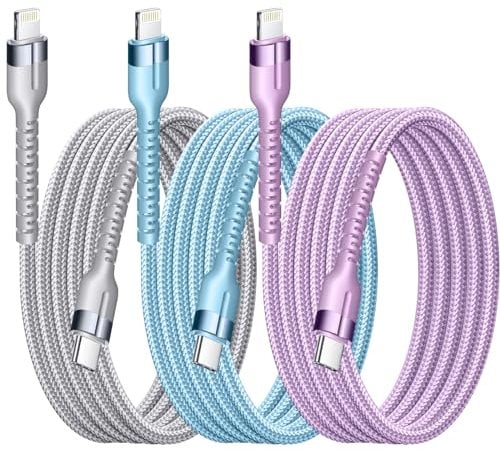 Ucyable USB C to Lightning Cable 0.9M 3Pack Nylon Braided iPhone Fast Charging Cable MFi Certified Type C to Lightning Cable Power Delivery Charging Cord for iPhone 14 13 12 11 Pro Max X XR XS 8 Plus