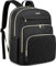 Cafele 17.3 Zoll Laptop Rucksack, gesteppter Arbeitsrucksack für Frauen Lehrer Bookbag, wandelbare Reise Rucksack Geldbörse für Frauen Krankenschwester, schwarz,2326H-02