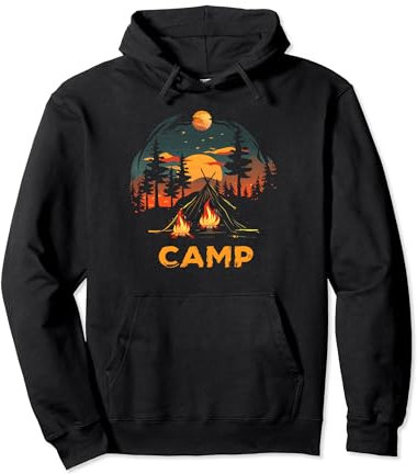 Camping Lagerfeuer Camper Wald Wandern Outdoor Abenteuer Pullover Hoodie