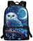 TOADDMOS 43,2 cm glatter Rucksack mit Reißverschluss für Mädchen und Jungen, leichter Schulranzen-Rucksack, Mond Tier Eule