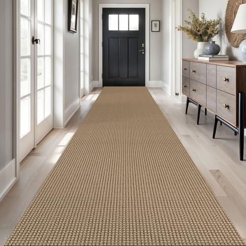 Ivissy Geflochtener Läufer, 90 x 50 cm, waschbar, Läufer für Flur, rutschfest, Küchenläufer, Baumwolle, langer Eingangsläufer für Innenbereich, gewebter Teppich für Flur, Treppeneingang,