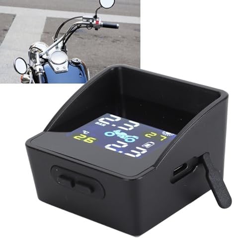 Hapivida Tire Pressure Monitor Solar TPMS Bluetooth Tyre Pressure Monitoring System with LCD Display and 2 External Sensors for Motorcycle Scooters