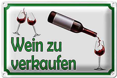 Dekoratives Blechschild 'Wein zu verkaufen' | Ideal für Weinliebhaber und Vinotheken | Robustes Metallschild | 20 cm x 30 cm