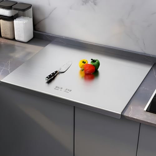 Planche a Decouper 316 Inox,Plan de Travail Inox,Protege Plan de Travail Cuisine,Plaque Inox Cuisine,Grande Planche a Decouper Pour la Cuisine,Bar,Restaurant (50 * 50cm)