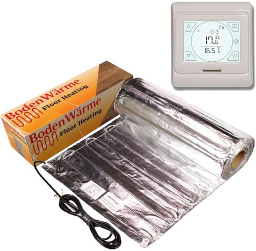 Electric Under Laminate/Wood Foil Underfloor Heating Mat Kit (Including Touch Screen Thermostat) (9m²)
