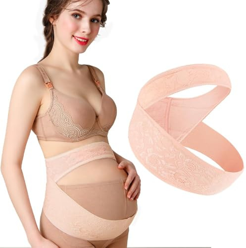 XFSRG Banda Soporte Prenatal Ajustable Faja Maternidad Encaje Sujetador Vientre Embarazo Cinturón Transpirable Cómoda Sostén Abdominal