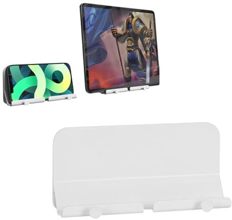 Handy Wandhalterung Ladehalterung, ABS Universal Handy Wandhalterung, Handy Wandständer mit Klebeband für Schlafzimmer, Wohnzimmer, Küche, Duschraum, Weiß