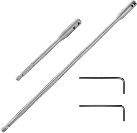 SANTUO 4Pcs 1/4 Drill Bit Extension Set 6 and 12 High-Carbon Steel Wood Spade Drill Bit Extender with Key Spade Bit Extension for Wood Turners Furniture Carpentry and Construction