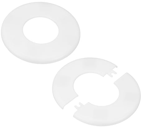 M METERXITY 2er-Pack Wand-Split-Flansch, für 2 Zoll / 50 mm Außendurchmesser Rohr ABS Runde Selbstklebende Abdeckplatten für Wasserrohr/Wasserhahn [Weiß]
