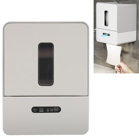 Berührungsloser automatischer Papierhandtuchspender - Wandmontierter intelligenter elektrischer Rollenhandtuchspender mit Sensor und Nachtlicht für Bad, Küche und Hotel (GRAY)