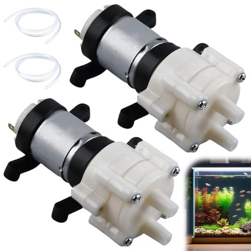 GAOUTO 2 pompe a membrana 12 V: 385 DC 12 V Mini pompa di aspirazione dell'acqua, 1-2 L/min, mini pompa elettrica a membrana a pressione dell'acqua, pompa autoadescante per macchina da tè, acquario