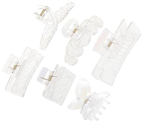 VINTORKY Pince à Cheveux Transparente Lot de 6 Grosse Pince à Cheveux à Griffes Accessoire Pratique Maison Voyages