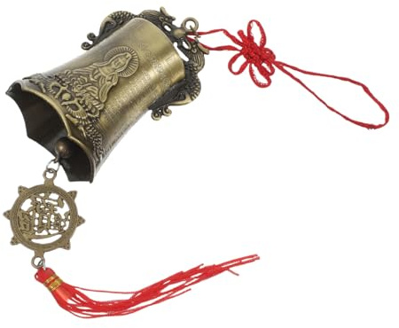 Kisangel Chinesische Feng Shui Glücksglocke Metall Vintage Drachenglocke 9,5cm Gartendekor Hängewindspiel Für Terrasse Innen Und Außen