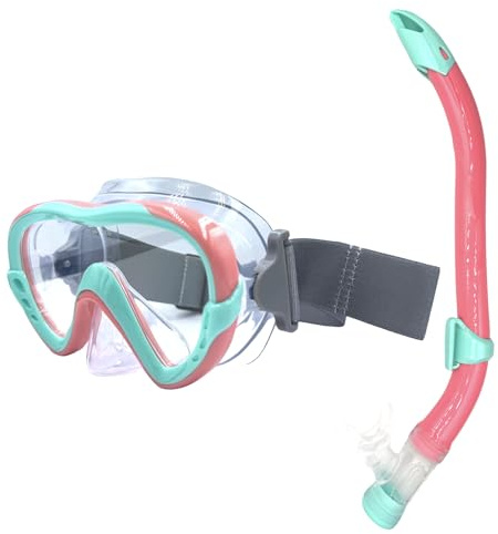 EasyDive Schnorchelset Kinder Schnorchel Maske mit elastisches Band Anti-Fog Tauchmaske Taucherbrille Trocken Silikonmaterial Schnorcheln Set für Jungen Mädchen