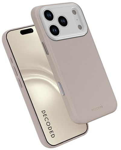Decoded Lederhülle für iPhone 17 Pro Max, Premium ECCO Leder, MagSafe Kompatibel, Vollständiger Kameraschutz, Metalltasten, Stoßfest, Kratzfest, Glas Kamera Taste, Beige