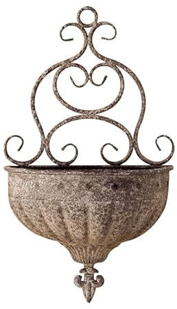 NOONEAU Vintage Wandbehang Pflanzgefäße - Antiker viktorianischer Stil Metall Wand Pflanzgefäß Halbrunde Blumenampel Blumentöpfe Einzigartige pastorale Retro Dekoration für Sukkulenten Luftpflanzen