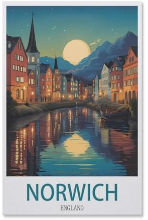 1500 Piece Jigsaw Puzzle，Norwich Vintage Travel Poster England，Adults Children Wood Toy Educational Game（57x87cm）-H88